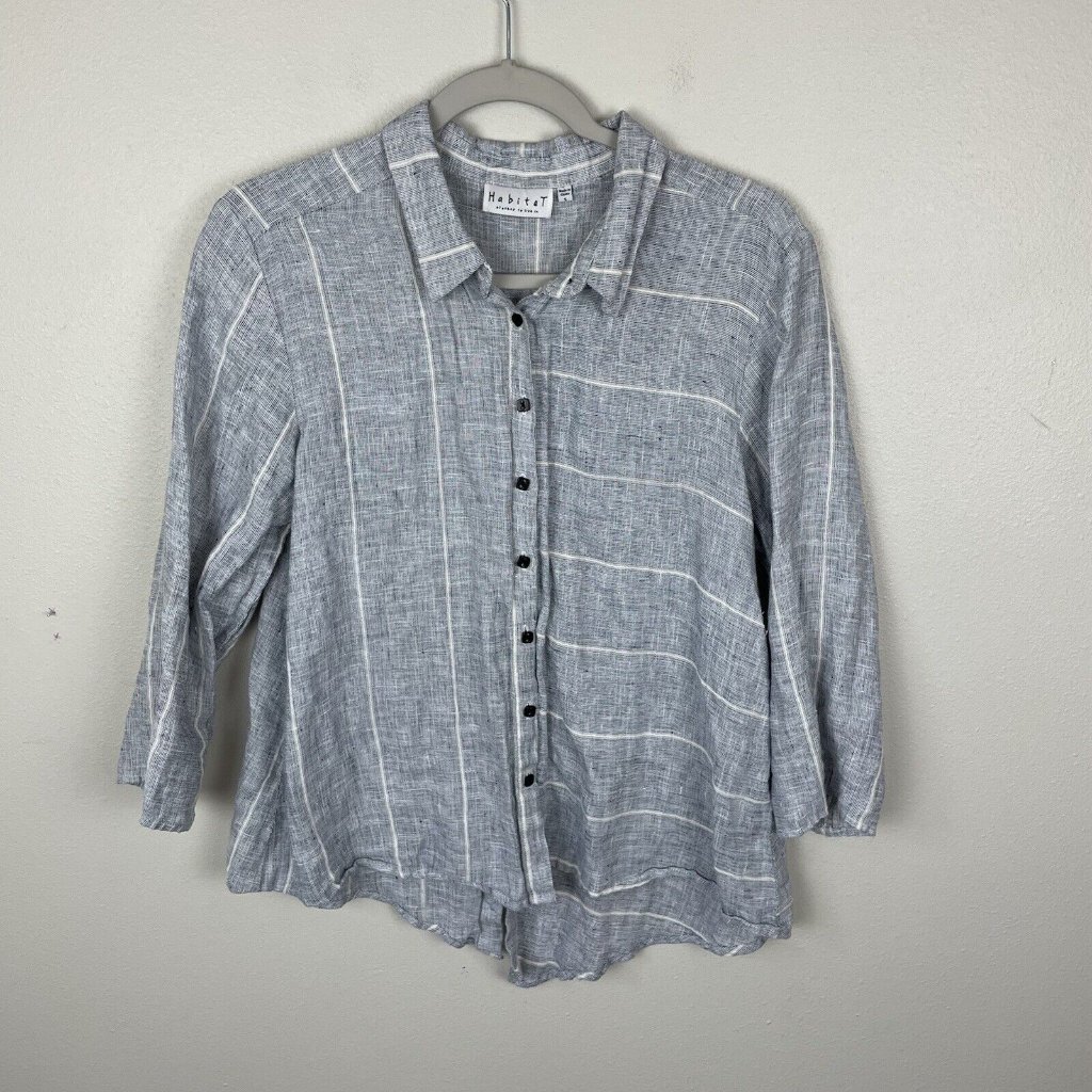 Euc Habitat Clothes To Live In Womens Top Linen Button Up Sz S